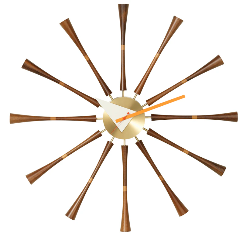Spindle Wanduhr Ø57,7 cm, Walnussfarben / Messing