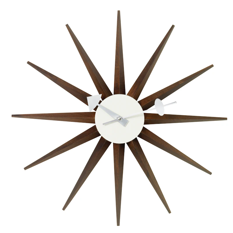 Sunburst Wanduhr, Walnussfarben