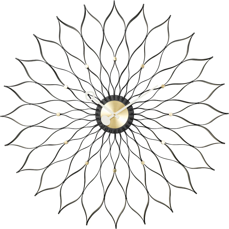 Sunflower Wanduhr, Schwarz / Messing