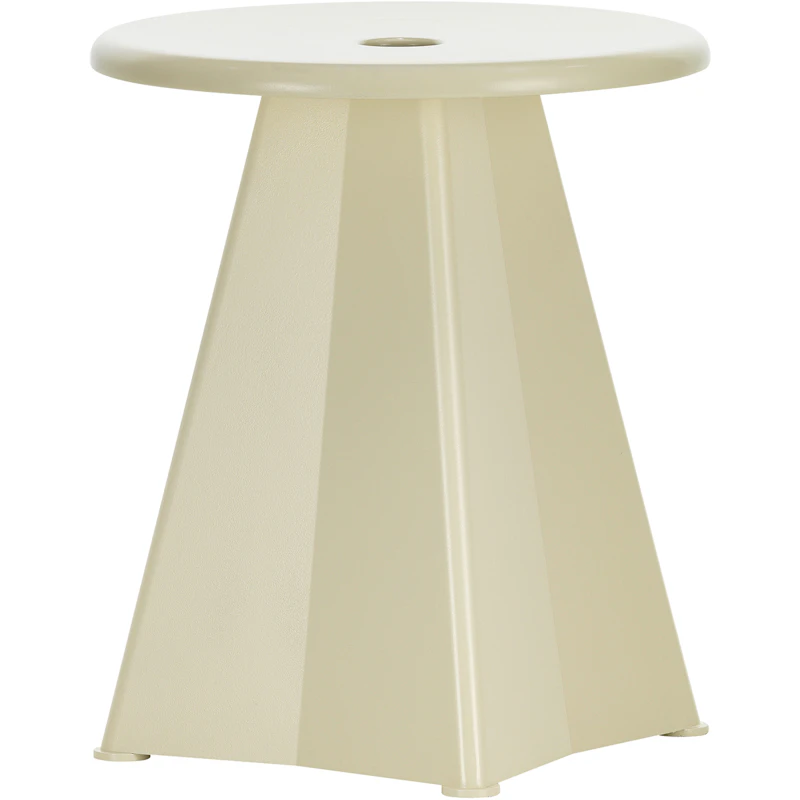 Tabouret Métallique Hocker, Prouvé Blanc Colombe