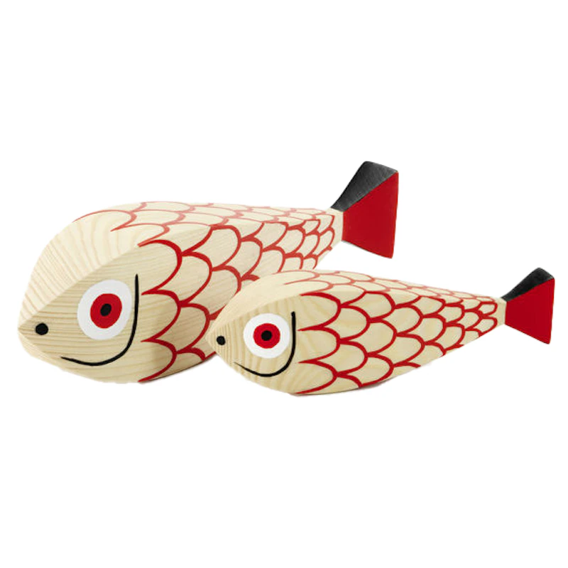 Wooden Doll Holzfigur, Mother Fish & Child