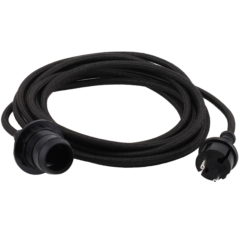 Kabel-Set Textil E27 Outdoor, Schwarz