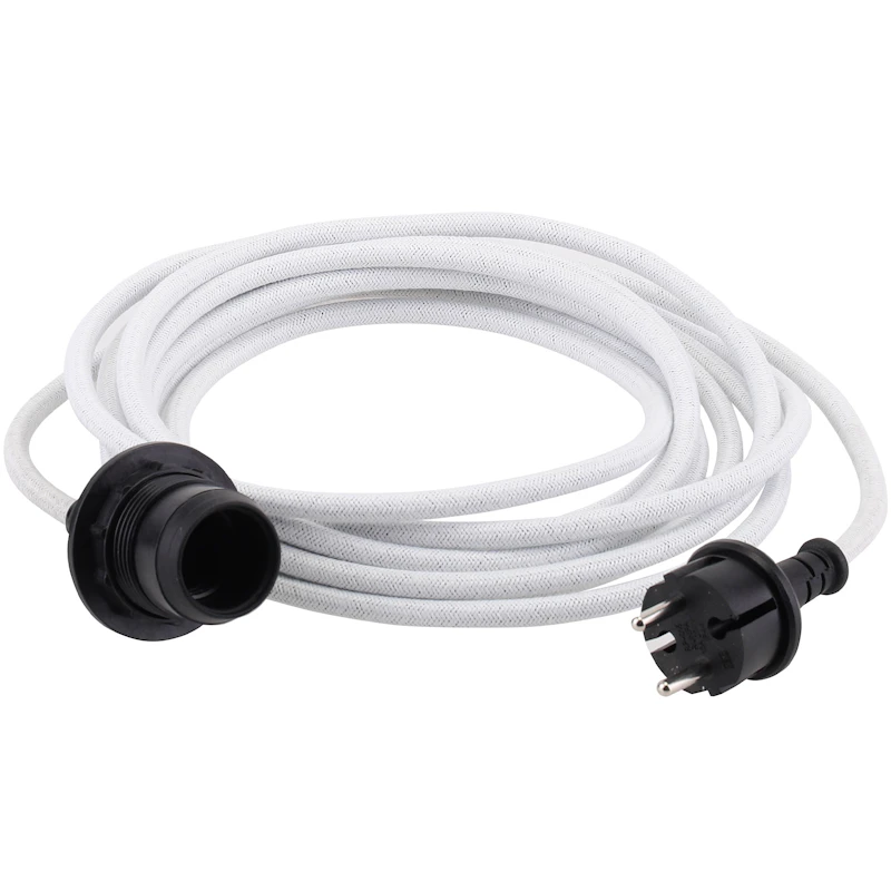 Kabel-Set Textil E27 Outdoor, Weiß