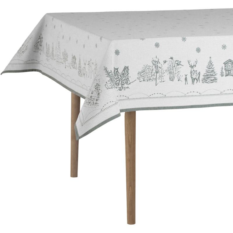 Julemorgen Tischdecke Weiß / Grün, 140x240 cm